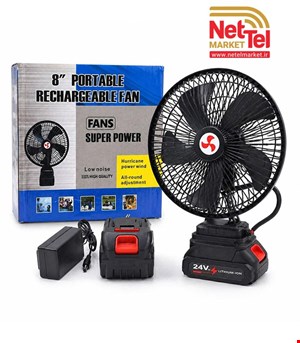 پنکه شارژی 24 ولت گردان دو باطری مدل FAN LITHIUM 3PIN